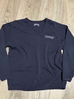 ✨Vintage✨Esprit Navy V-Neck Sweatshirt with Logo